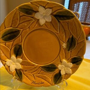 Vintage Elegant Yellow Floral Plate